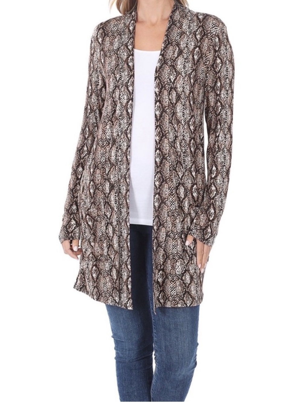 Snakeskin Duster Jersey Knit Cardigan Zenana 1x